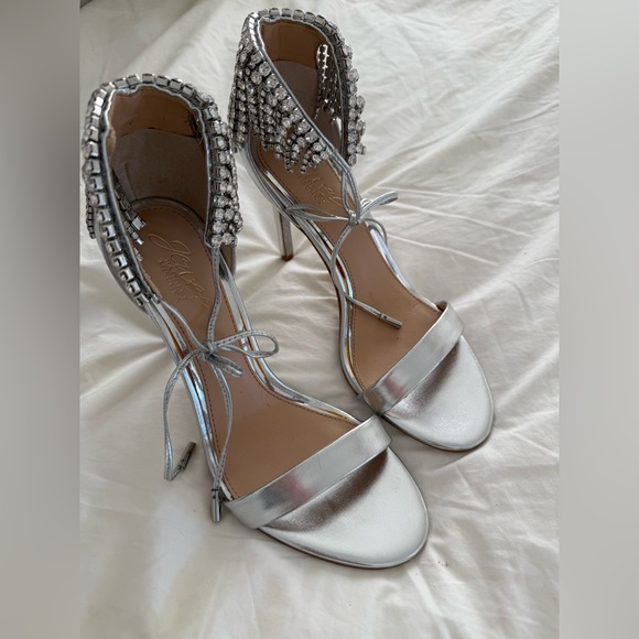 Badgley Mischka Shoes - Badgley Mischka Silver Embellished Heels